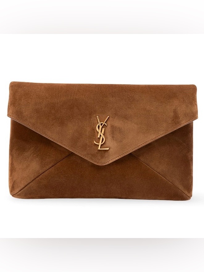 Saint Laurent Cassandre Large Suede Leather Pouch Clutch
